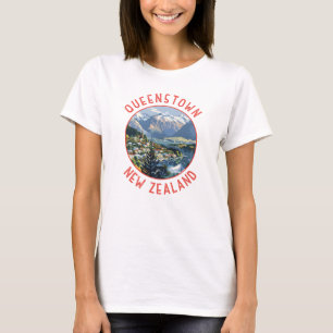 Queenstown Nieuw-Zeeland Retro Distress Circle T-shirt