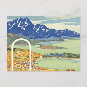 Queenstown, Nieuw-Zeeland Vintage Travel Briefkaart