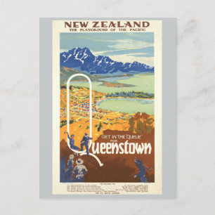 Queenstown, Nieuw-Zeeland Vintage Travel Briefkaart