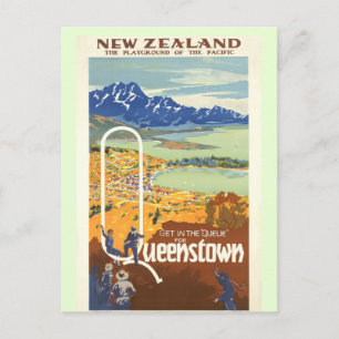 Queenstown, Nieuw-Zeeland Vintage Travel Briefkaart