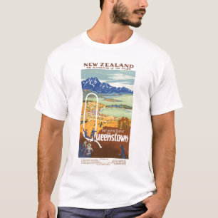 Queenstown, Nieuw-Zeeland Vintage Travel T-shirt