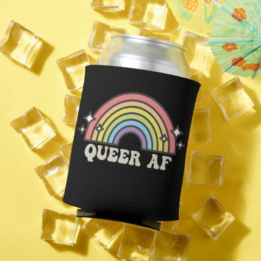 Queer AF Regenboog Homoseksueel Lesbisch Trans Bis Blikjeskoeler (Insitu Zomer)