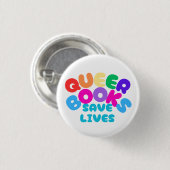 Queer Books redden levens knop Ronde Button 3,2 Cm (Voorkant /achterkant)