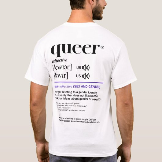 Queer Dictionary, Non-binaire trots T-shirt (Achterkant)