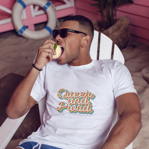 QUEER EN PROUD RAINBOW FLAG RETRO AESTHETICS '70 T-SHIRT