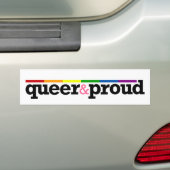 Queer en trotse witte Bumpersticker (Op auto)