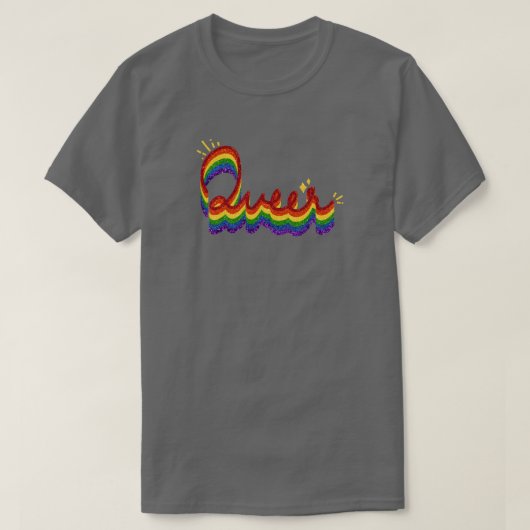 Queer Glitter Pride Rainbow T-shirt (Design voorkant)
