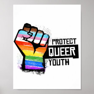 Queer jeugd beschermen - Progress Pride Fist Poster