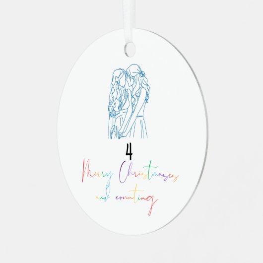 Queer Lesbisch Paar Kerst Ornament (Blauw) (Voorkant links)