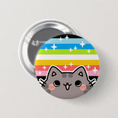 Queer LGBT Pride Flag Cat Button (Voorkant /achterkant)