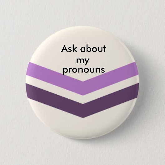 Queer Pronouns Button Vraag (Voorkant)