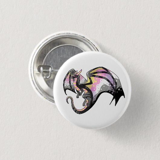 Queerplatonic Pride Dragon Ronde Button 3,2 Cm (Voorkant /achterkant)