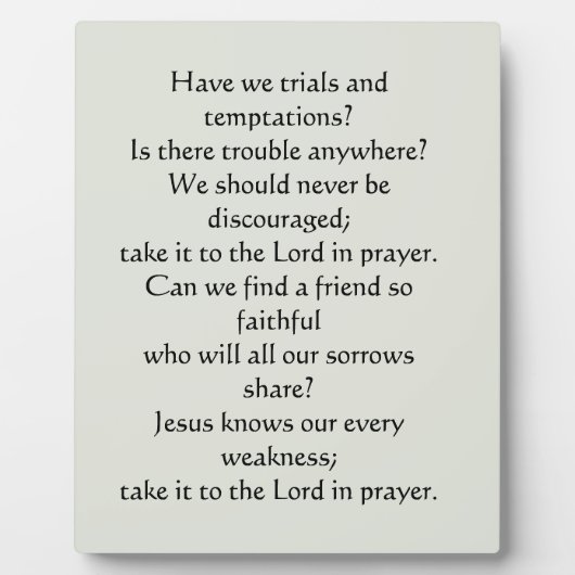 Quel ami nous avons en Jésus Plaque (Devant)