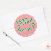 Quel Cheval ? Autocollant rond (rose) (Enveloppe)