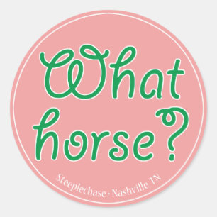Quel cheval ? Autocollant rond (rose)