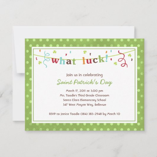 Quelle Chance ! Invitations de la Saint Patrick (Devant)