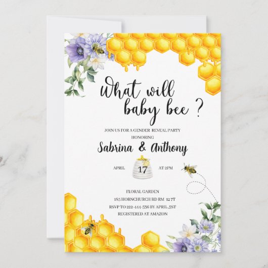 Quelle invitation bébé abeille (Devant)