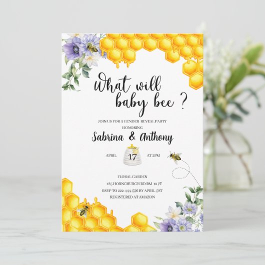 Quelle invitation bébé abeille (Debout devant)