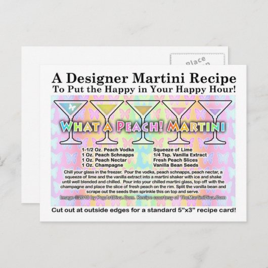 Quelle Pêche ! Carte Postale Spring Martini Recett (Devant / Derrière)