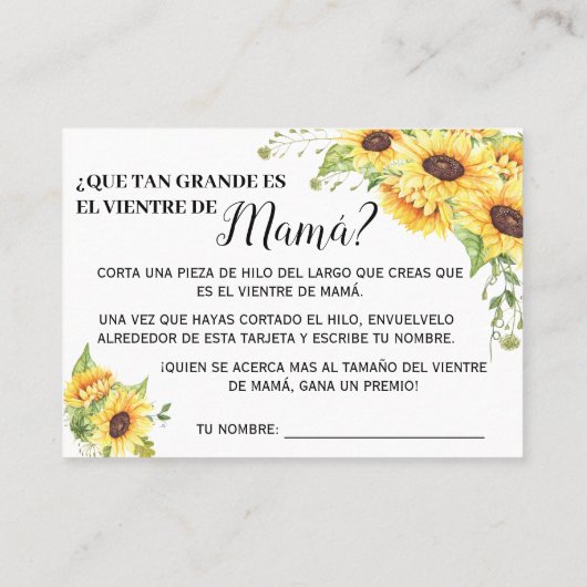 Quelle taille est maman ventre jeu bilingue carte  (Dos)