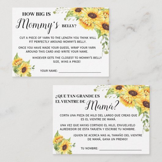 Quelle taille est maman ventre jeu bilingue carte  (Devant / Derrière)