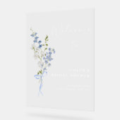 Quelque chose Blue Floral Bouquet Bow Bridal Douch (Angle)