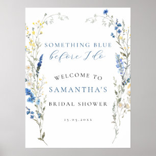 Quelque chose Blue Floral Fête des mariées Affiche