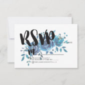 Quelque chose d'aquarelle bleu mariage RSVP répons (Devant)