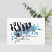 Quelque chose d'aquarelle bleu mariage RSVP répons (Debout devant)