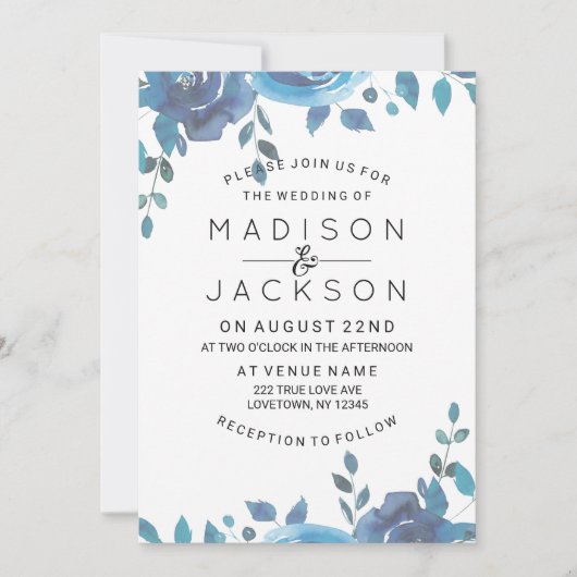 Quelque chose d'aquarelle bleue Invitations mariag (Devant)