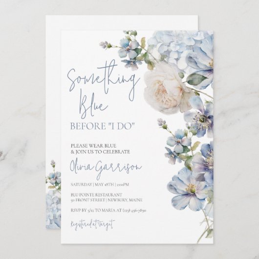 Quelque chose de bleu avant "Je fais" Invitation F (Devant / Derrière)