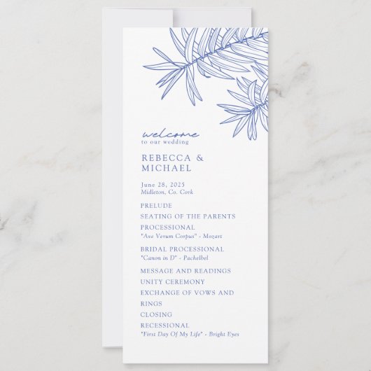 Quelque chose de bleu élégant programme de mariage (Devant)