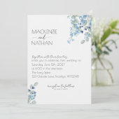 Quelque chose de bleu Floral Faire-part de mariage (Debout devant)