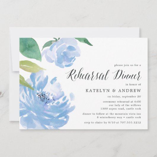 Quelque chose de bleu | Invitation au dîner de rép (Devant)