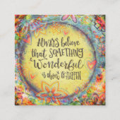 Quelque Chose De Merveilleux Citation Floral Carte (Devant)