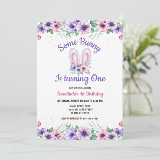 Quelques Bunny Editable Invitation Anniversaire (Debout devant)