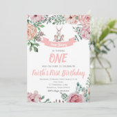 Quelques Bunny Floral Invitation Anniversaire (Debout devant)