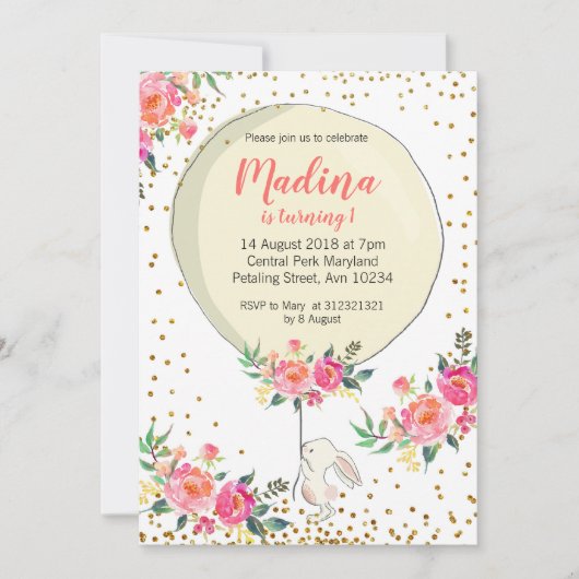 Quelques Bunny Pâques Printemps Invitations Annive (Devant)