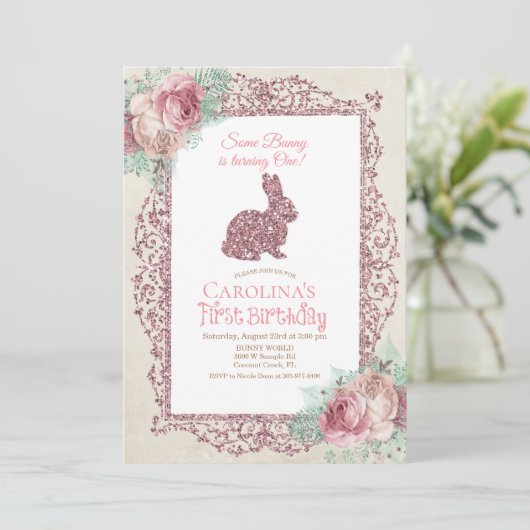 Quelques Bunny Première Invitation d'anniversaire (Debout devant)