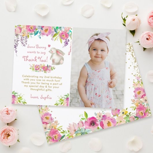 Quelques Fleurs De Lapin Carte de remerciements Ph