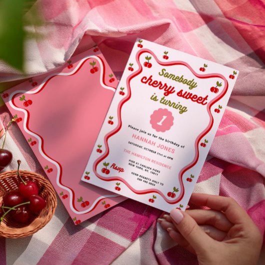 Quelqu'un Cherry Sweet est 1 Invitation d'annivers