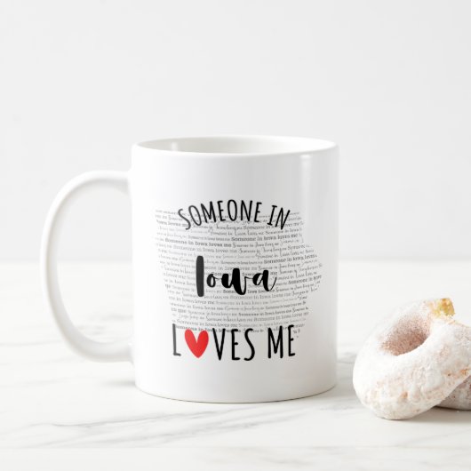 Quelqu'Un En Iowa M'Aime Carte Café Mug (Avec donut)