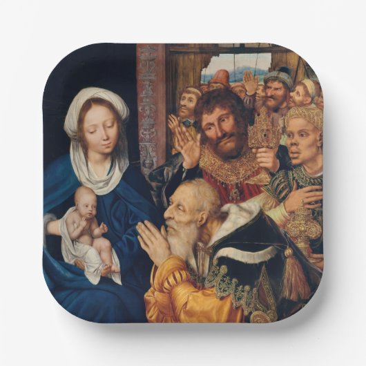 Quentin Matsys - de Adoratie Magi Papieren Bordje (Voorkant)