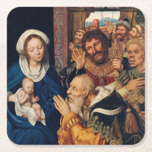 Quentin Matsys - de Adoratie Magi Vierkante Kartonnen Onderzetter