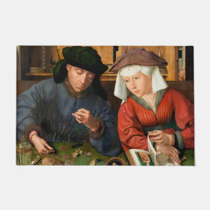 Quentin Matsys - de Moneylender en zijn vrouw Deurmat