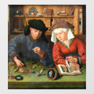 Quentin Matsys - de Moneylender en zijn vrouw Raamsticker