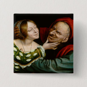 Quentin Matsys - Matched Lovers Vierkante Button 5,1 Cm