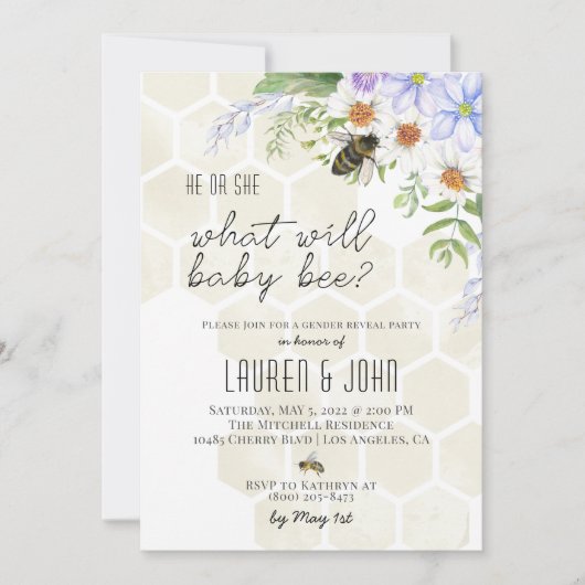 Qu'est-ce que Baby Bee Genre Révélera Invitation (Devant)