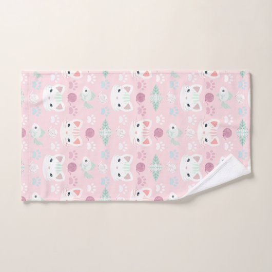 Qu'est-ce que le Cool, Kitty Chat en rose et Menth (Serviette à main)