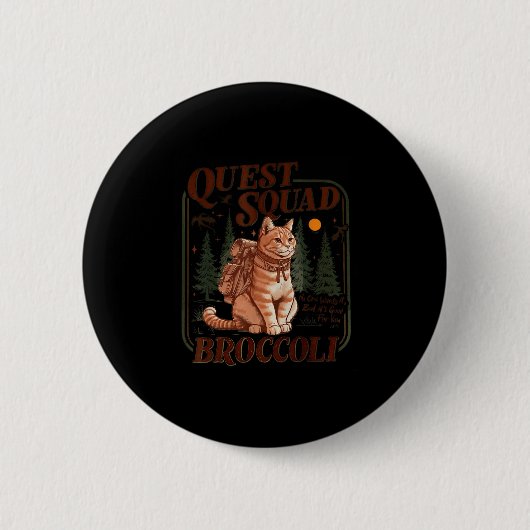 Quest Fantasy Squad Broccoli Funny Cat Ronde Button 5,7 Cm (Voorkant)
